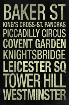 Laminated subway london black London Black Poster Dry Erase Sign 24x36
