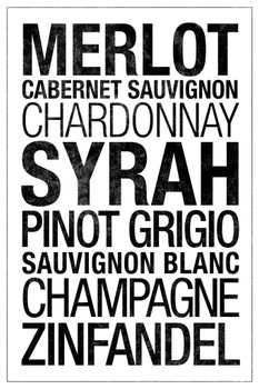Laminated Wines Types White Poster Dry Erase Sign 24x36
