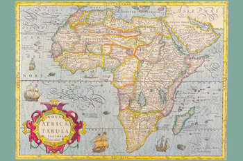 Laminated Map of Africa 1610 Antique Vintage Style Travel World Map with Cities in Detail Map Posters for Wall Map Art Wall Decor Geographical Illustration Tourist Travel Poster Dry Erase Sign 36x24
