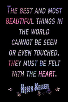 Laminated Helen Keller Felt With The Heart Famous Motivational Inspirational Quote Poster Dry Erase Sign 24x36
