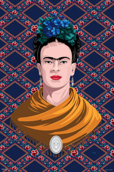 Laminated Frida Kahlo Flower Lattice Feminist Poster Dry Erase Sign 12x18