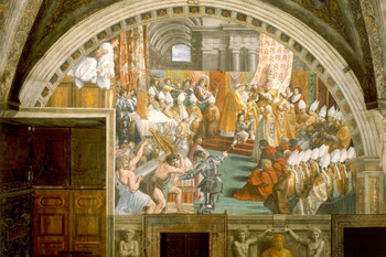 Laminated Raphael Coronation Of Charlemagne Italian Poster 1517 High Renaissance Fresco Apostolic Palace Vatican Italy Poster Dry Erase Sign 36x24