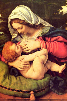 Laminated Madonna of the Green Cushion by Andrea Solario Realism Romantic Artwork Prints Biblical Drawings Portrait Painting Wall Art Renaissance Posters Canvas Art Poster Dry Erase Sign 24x36
