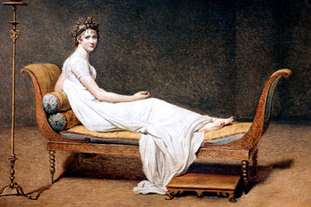 Laminated Portrait of Madame Recamier by Jacques Louis David Realism Sargent Painting Artwork Woman Portrait Wall Decor Oil Painting French Poster Prints Fine Artist Poster Dry Erase Wall Art 24x36