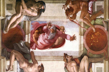 Laminated Michelangelo Separation of Light from Darkness Realism Romantic Artwork Michelangelo Prints Biblical Drawings Portrait Painting Wall Art Renaissance Posters Art Poster Dry Erase Sign 24x36