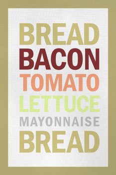 Laminated Recipe BLT Sandwich White Poster Dry Erase Sign 24x36