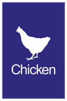 Laminated Farm Animal Chicken Silhouette Classroom Learning Aids Barnyard Farming Farm Blue Poster Dry Erase Sign 24x36