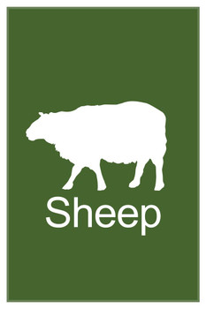 Laminated Farm Animals Sheep Silhouettes Classroom Learning Aids Barnyard Farming Green Poster Dry Erase Sign 24x36