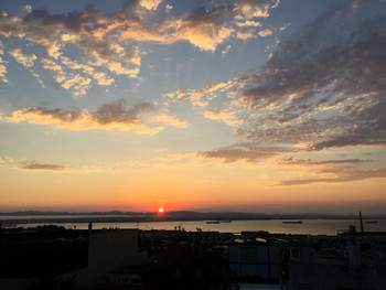 Laminated San Francisco Bay Sunrise Over Oakland Landscape Photo Poster Dry Erase Sign 36x24