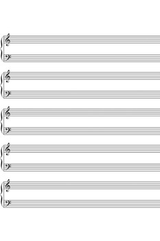 Laminated Lined Sheet Music Treble Bass Clef Professional Poster Dry Erase Sign 24x36