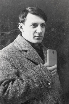 Laminated Pablo Picasso Parody Selfie Portrait Photo Funny Fine Art Print Picasso Wall Art Cubism Expressionism Artwork Style Abstract Symbolist Painting Canvas Poster Dry Erase Sign 24x36
