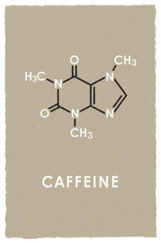 Laminated Caffeine Coffee Molecule Science Brown Funny Poster Dry Erase Wall Art 24x36