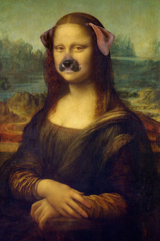 Mona Lisa Puppy Dog Filter Parody Funny Laminated Dry Erase Sign Poster 24x36