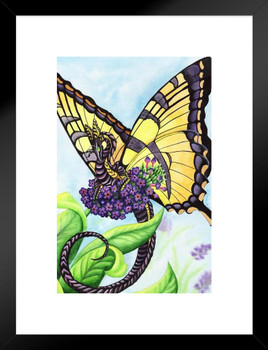 The Tiger Monarch Butterfly Dragon by Carla Morrow Fantasy Matted Framed Art Wall Decor 20x26