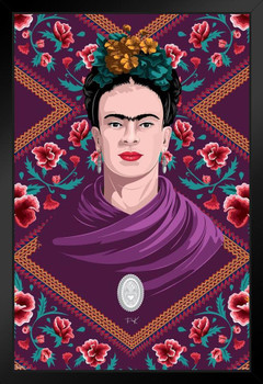 Frida Kahlo Purple Shawl Feminist Cool Wall Decor Art Print Black Wood Framed Poster 12x18