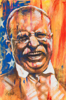 President Theodore Teddy Roosevelt Painting by Stephen Fishwick Art Cool Wall Art Print Poster 24x36