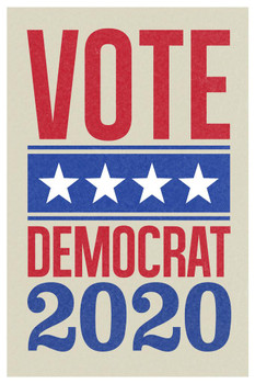 Vote Democrat 2020 Presidential Election Star Banner Cream Stretched Canvas Art Wall Decor 16x24