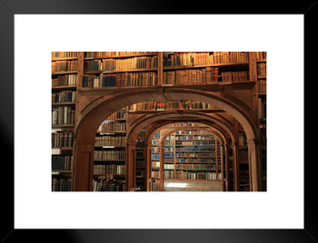 Library Reading Room Shelves of Vintage Antique Books College University Decorative Photo Educational Classroom Teacher Learning Homeschool Supplies Teaching Matted Framed Art Wall Decor 20x26