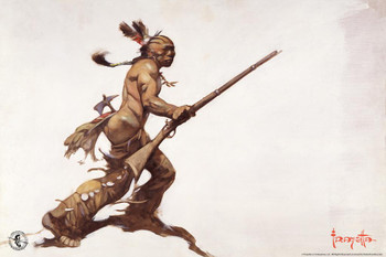 Laminated Frank Frazetta Brave Native American Indian Warrior Fantasy Artwork Artist Sketchbook Classic Vintage 1970s Poster Dry Erase Sign 24x36