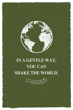 Laminated In A Gentle Way You Can Shake the World Mahatma Gandhi Poster Dry Erase Sign 12x18