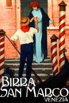 Laminated Italy Birra San Marco Venezia Venice Visit Gondola Canal Abruzzo Poster Dry Erase Sign 24x36