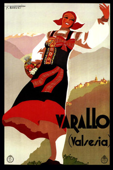 Laminated Italy Varallo Valsesia Historic Mountain Town Vintage Illustration Travel Poster Dry Erase Sign 24x36