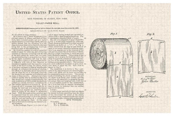 Toilet Paper Roll Official Patent Diagram Thick Paper Sign Print Picture 8x12