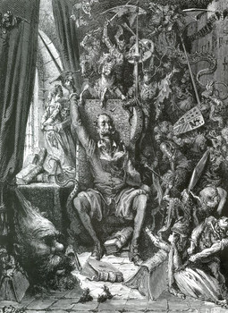 Gustave Dore Don Quixote In His Library French Printmaker Black And White Illustration Thick Paper Sign Print Picture 8x12