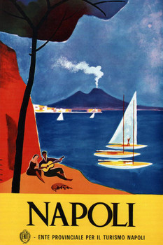 Napoli Naples Italy Seaside Resort Boating Vintage Travel Thick Paper Sign Print Picture 8x12