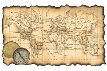 Ancient Map of the World Antique Style Map Travel World Map with Cities in Detail Map Posters for Wall Map Art Geographical Illustration Tourist Travel Thick Paper Sign Print Picture 12x8