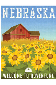 Nebraska Welcome To Adventure Retro Travel Art Thick Paper Sign Print Picture 8x12