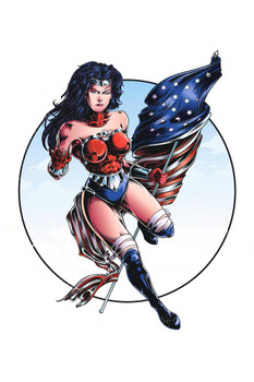 Flying Superwoman Patriotic Retro Thick Paper Sign Print Picture 8x12