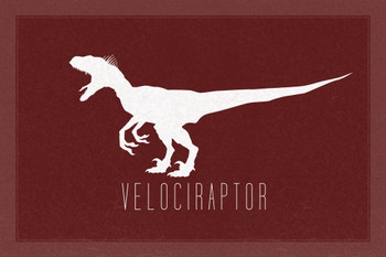 Dinosaur Velociraptor Maroon Dinosaur Poster For Kids Room Dino Pictures Bedroom Dinosaur Decor Dinosaur Pictures For Wall Dinosaur Wall Art Prints for Walls Thick Paper Sign Print Picture 12x8
