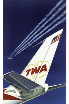 TWA Star Stream Jet Retro Travel Thick Paper Sign Print Picture 8x12
