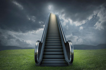 Escalator to Heaven Cloudy Sky Rural Landscape Photo Photograph Thick Paper Sign Print Picture 12x8