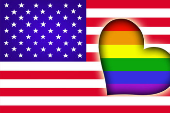 Flags of Gay Pride LGBT Rainbow and USA United States Thick Paper Sign Print Picture 12x8