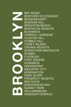 Neighborhoods Brooklyn Astoria Brooklyn Heights Dumbo Flatbush Long Island City Green Thick Paper Sign Print Picture 8x12