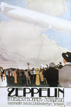Zeppelin German Airship Airshow Vintage Illustration Travel Art Deco Vintage French Wall Art Nouveau French Advertising Vintage Poster Prints Art Nouveau Decor Thick Paper Sign Print Picture 8x12
