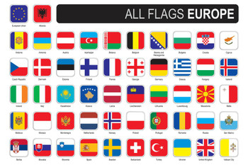 Square Flags of Europe Thick Paper Sign Print Picture 12x8
