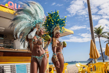 Samba Dancers in Costume with Coconut Drinks Photo Photograph Thick Paper Sign Print Picture 12x8