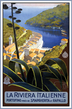 La Riviera Italienne Vintage Illustration Travel Art Deco Vintage French Wall Art Nouveau 1920 French Advertising Vintage Poster Prints Art Nouveau Decor Thick Paper Sign Print Picture 8x12