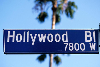 Hollywood Boulevard Street Sign Close Up Los Angeles California Photo Photograph Thick Paper Sign Print Picture 12x8