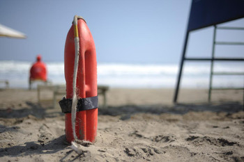 Lifeguards on Beach Photo Photograph Thick Paper Sign Print Picture 12x8