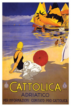 Italy Cattolica Vintage Travel Thick Paper Sign Print Picture 8x12