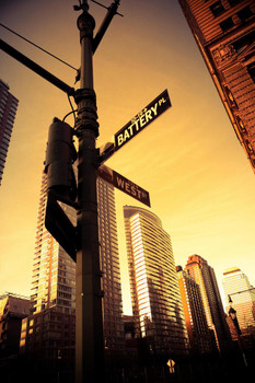 Battery Park West Street Street Sign Manhattan New York City NYC Photo Photograph Thick Paper Sign Print Picture 8x12