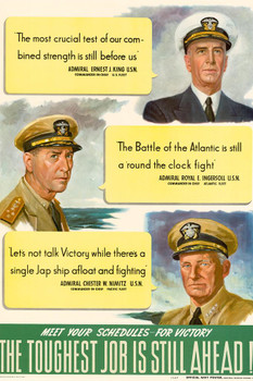 WPA War Propaganda Meet Your Schedules For Victory The Toughest Job Is Still Ahead Thick Paper Sign Print Picture 8x12