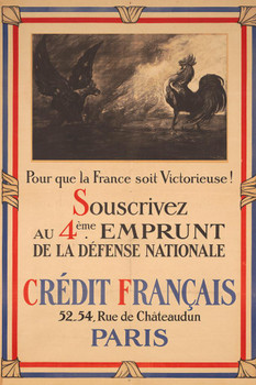 WPA War Propaganda For France To Be Victorious Subscribe 4th National Defense Loan Thick Paper Sign Print Picture 8x12