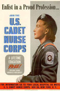 WPA War Propaganda Enlist In A Proud Profession Join The US Cadet Nurse Corps Thick Paper Sign Print Picture 8x12