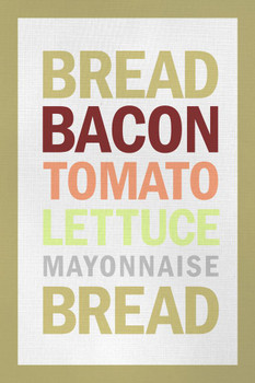 Recipe BLT Sandwich White Thick Paper Sign Print Picture 8x12