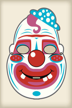 Creepy Clown Vintage Mask Costume Cutout Spooky Scary Halloween Decoration Thick Paper Sign Print Picture 8x12
